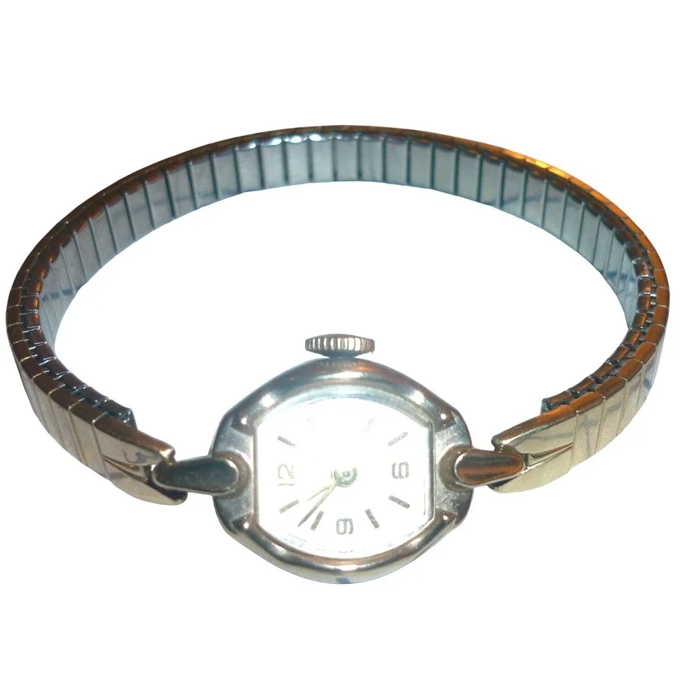 Timex Vintage Ladies Cocktail Watch Gold Tone Expansion Band Mid Century 1960s
